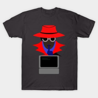 Lady Red Shush (Afro W/Computer): A Cybersecurity Design T-Shirt